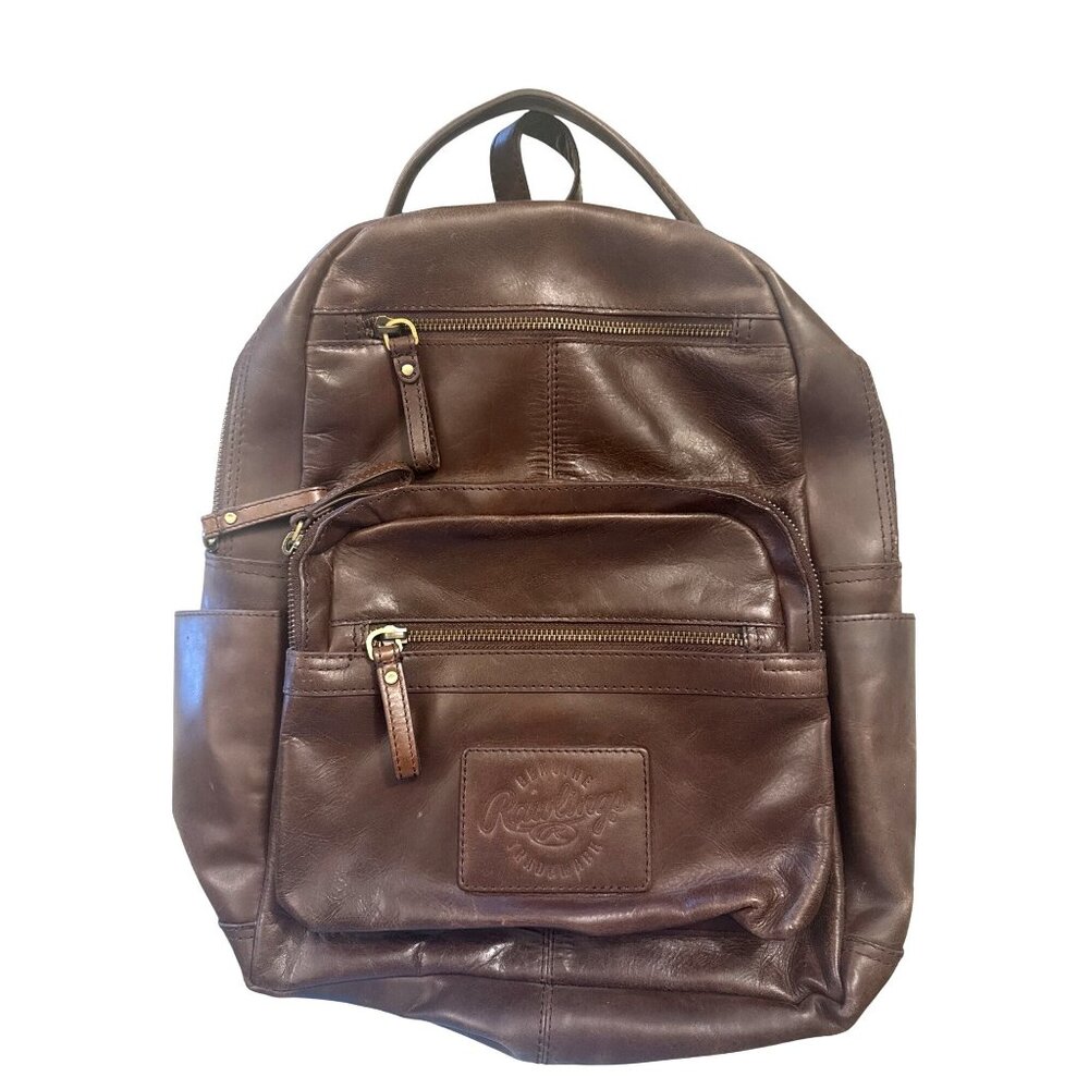 Rawlings Genuine Leather Heritage Backpack Brown Vintage Style Travel Laptop Bag